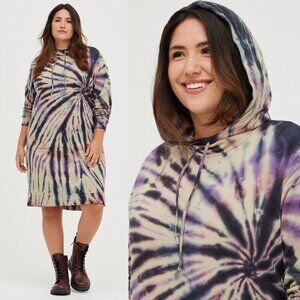 Torrid French Terry Tie Dye Hoodie Dress Sweatshirt Midi Plus Size Size 1
